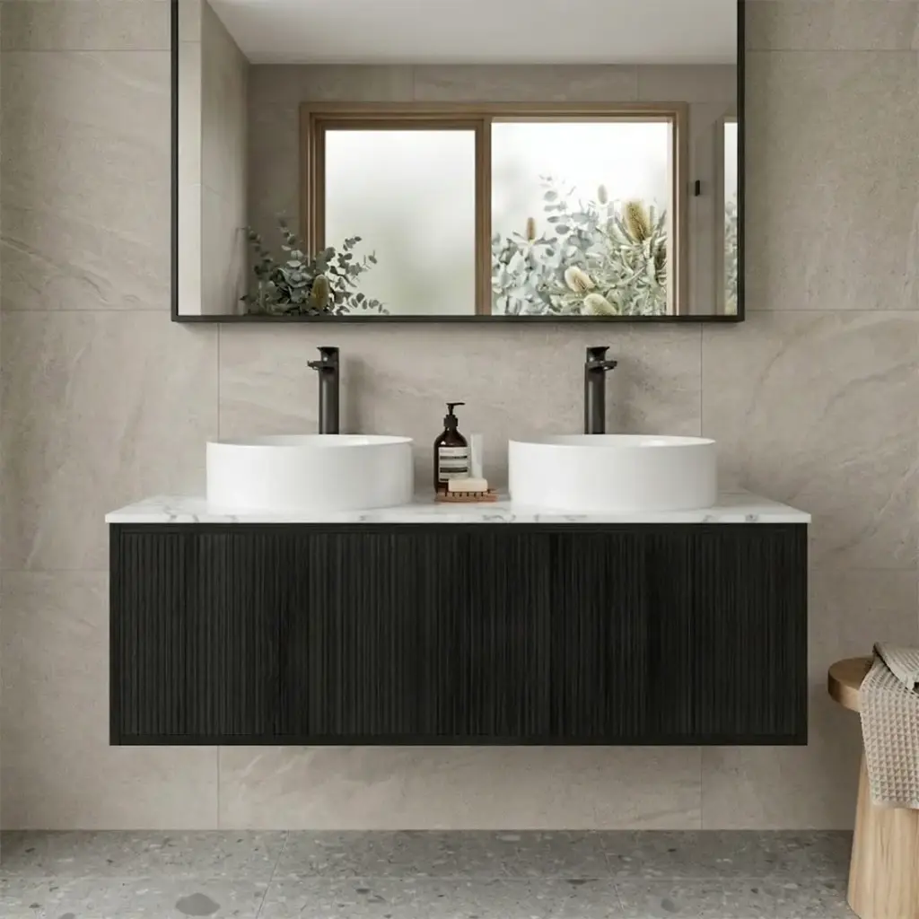 Kiama 1200mm Bottega Oak One Right Drawer One Left Door Wall Hung Vanity Cabinet Only