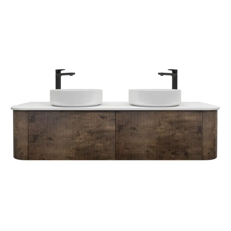 Kiama 1488Lx493Dx347Hmm Dark Oak 2/DW Curved Wall Hung Vanity
