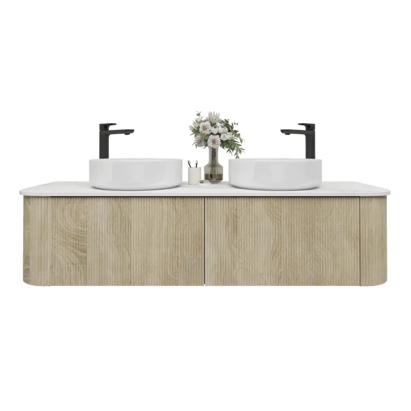 Kiama 1488Lx493Dx347Hmm White Oak 2/DW Curved Wall Hung Vanity