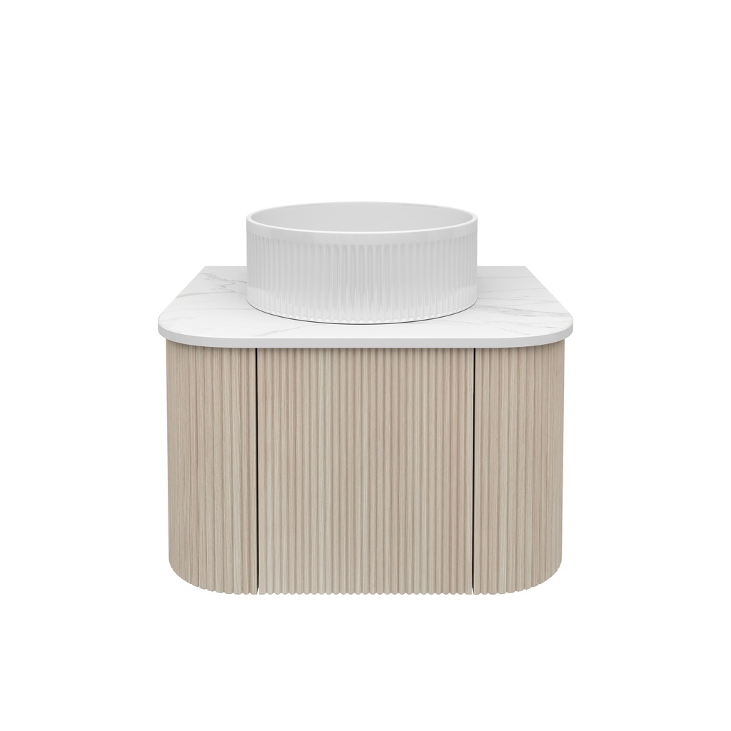 Kiama 590Lx493Dx347Hmm Coastal Oak 1/DR Curved Wall Hung Vanity