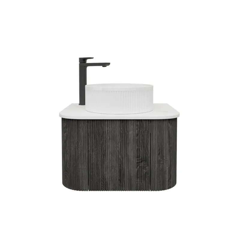 Kiama 590Lx493Dx347Hmm Dark Grey 1/DR Curved Wall Hung Vanity