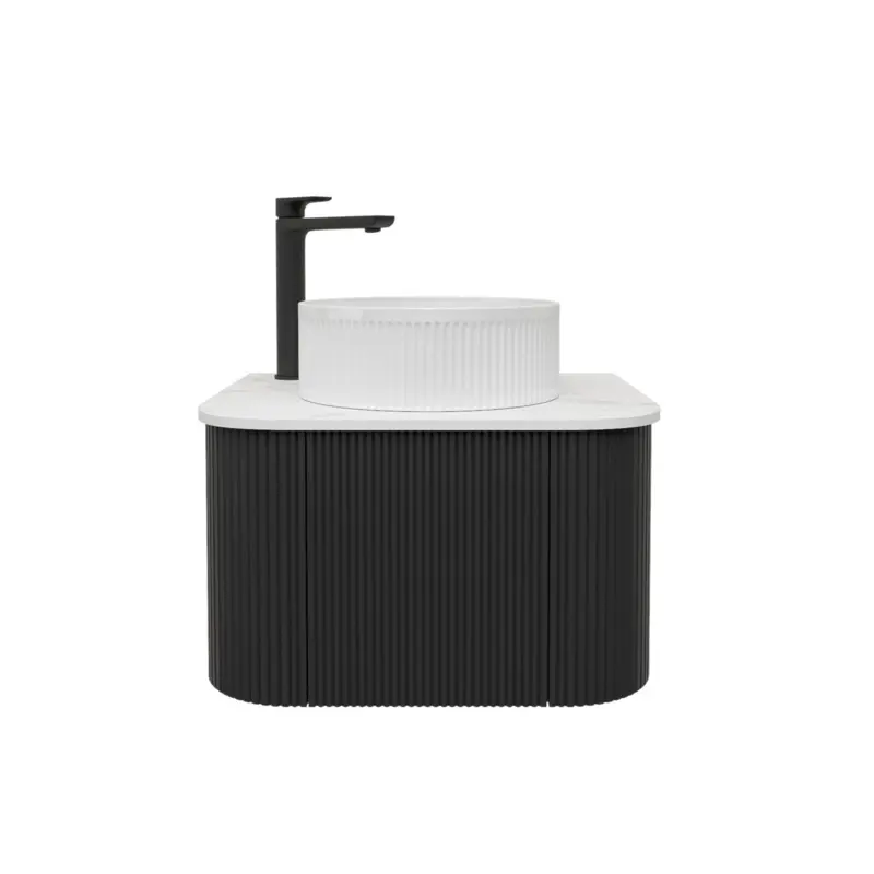 Kiama 590Lx493Dx347Hmm Matte Black 1/DR Curved Wall Hung Vanity