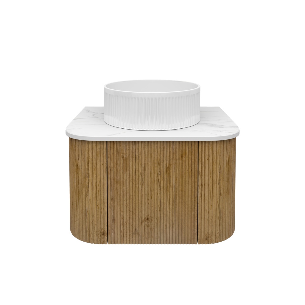 [93364/KC65W-PO] Kiama 590Lx493Dx347Hmm Prime Oak 1/DR Curved Wall Hung Vanity