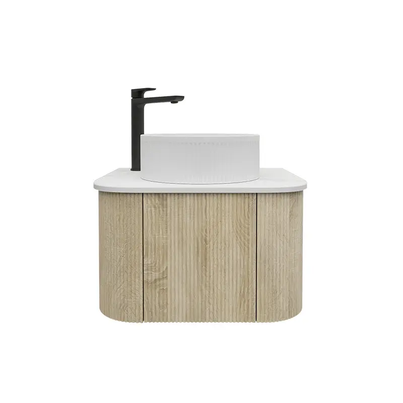 Kiama 590Lx493Dx347Hmm White Oak 1/DR Curved Wall Hung Vanity