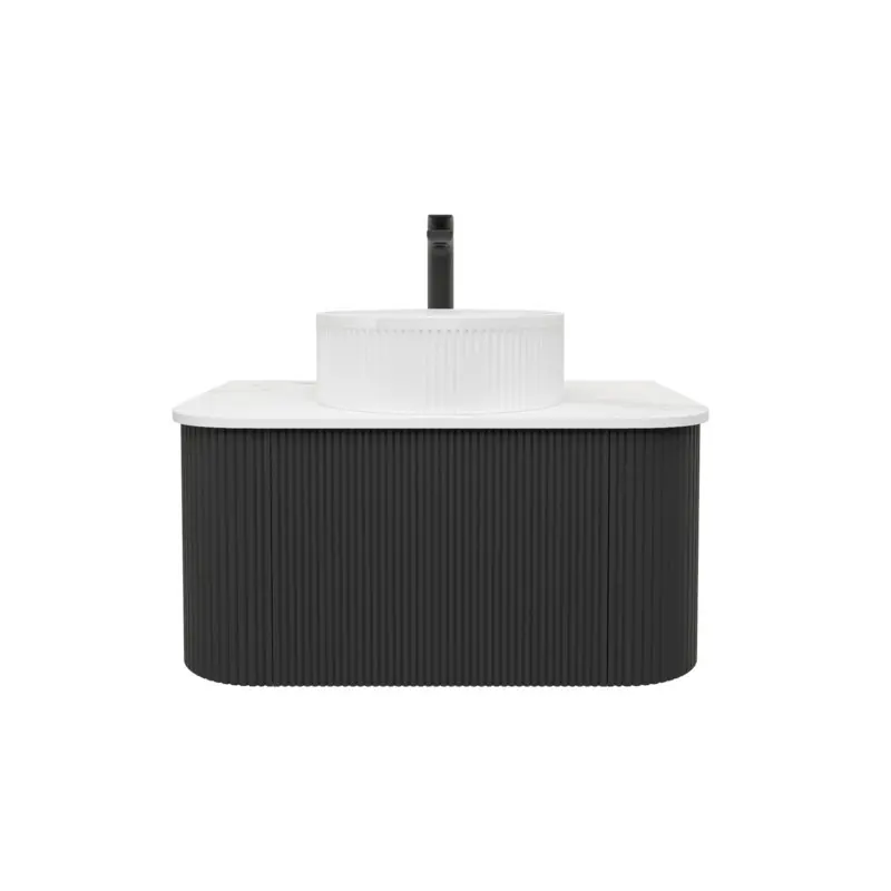 Kiama 738Lx493Dx347Hmm Matte Black 1/DW Curved Wall Hung Vanity