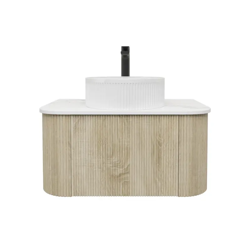 Kiama 738Lx493Dx347Hmm White Oak 1/DW Curved Wall Hung Vanity