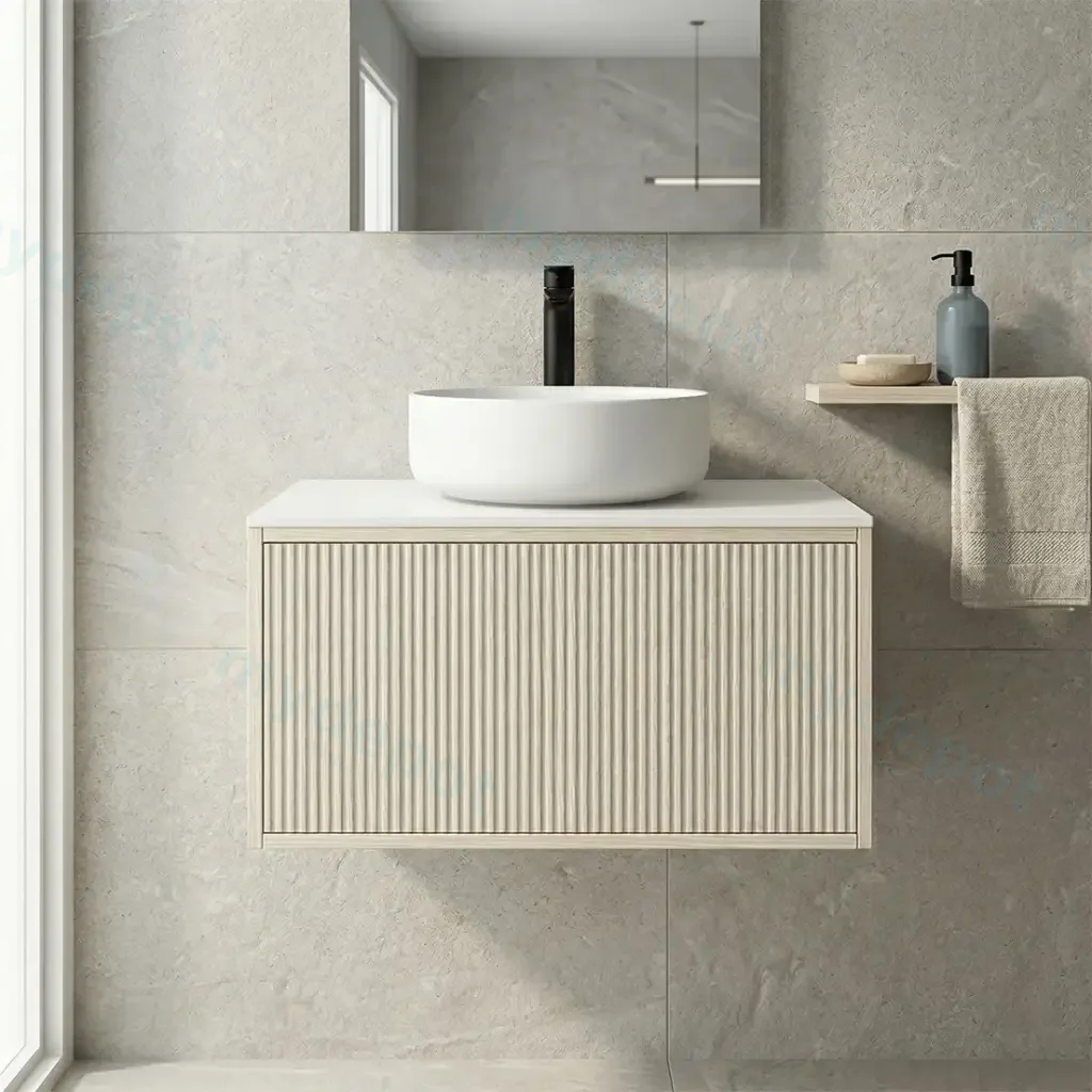 [93271/K75W-CO] Kiama 750mm Coastal Oak One Drawer Wall Hung Vanity Cabinet Only