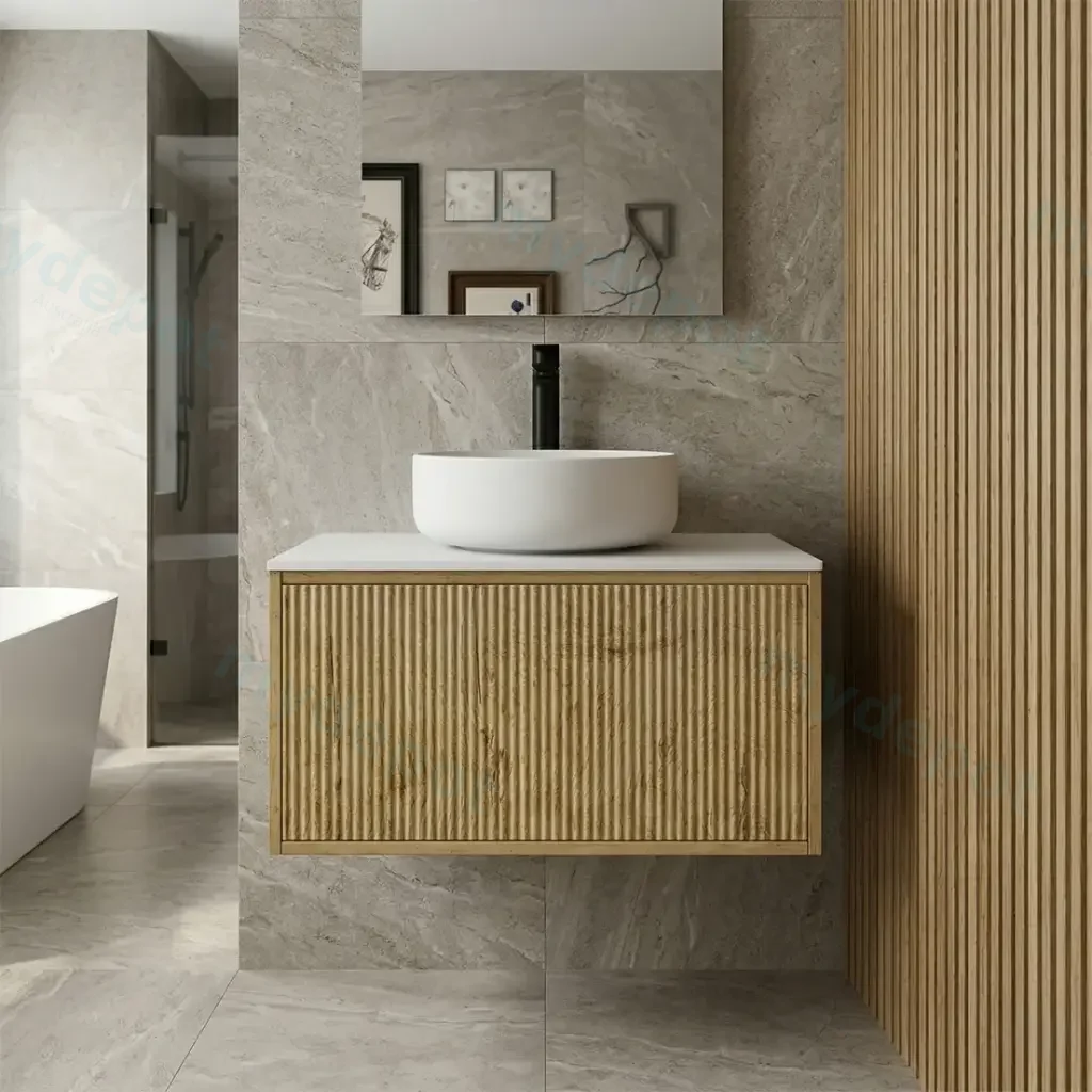 [93264/K75W-PO] Kiama 750mm Prime Oak One Drawer Wall Hung Vanity Cabinet Only