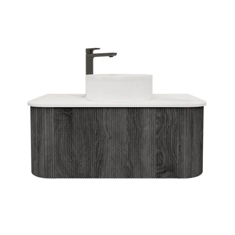 Kiama 890Lx493Dx347Hmm Dark Grey 1/DW Curved Wall Hung Vanity