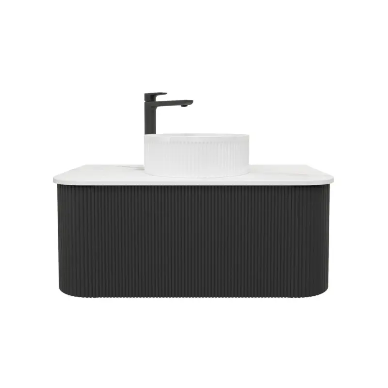 [93386/KC95W-MB] Kiama 890Lx493Dx347Hmm Matte Black 1/DW Curved Wall Hung Vanity