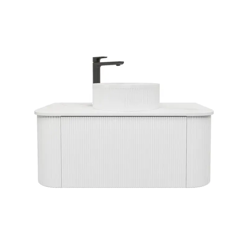 [93381/KC95W-MW] Kiama 890Lx493Dx347Hmm Matte White 1/DW Curved Wall Hung Vanity