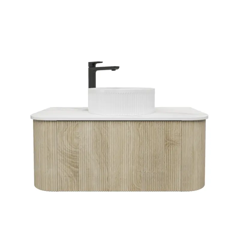 Kiama 890Lx493Dx347Hmm White Oak 1/DW Curved Wall Hung Vanity