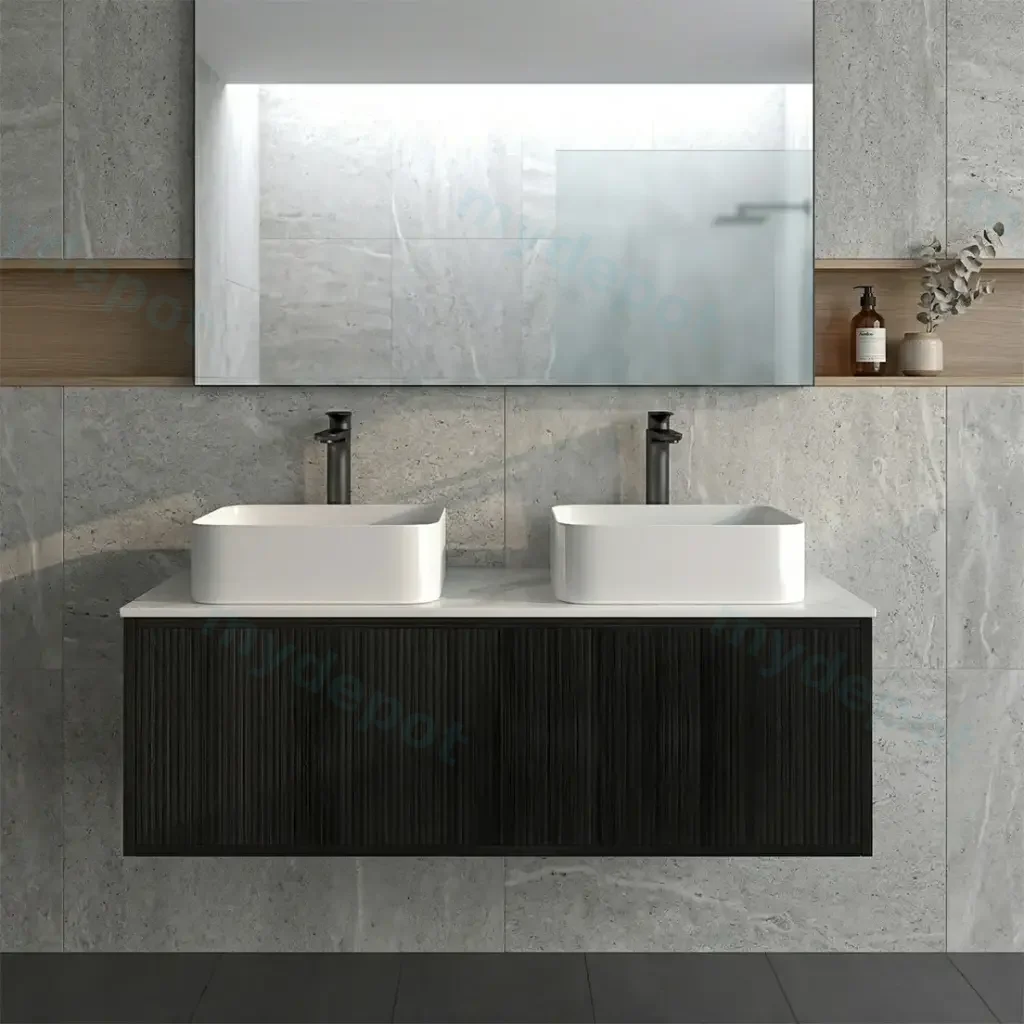 [93329/K1239RW-BO] Kiama Slim 1200mm Bottega Oak One Right Drawer One Left Door Narrow Wall Hung Vanity Cabinet Only