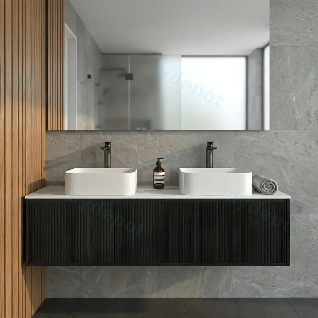 [93330/K1539W-BO] 1500mm Kiama Bottega Oak Midder Door Narrow Wall Hung Vanity Cabinet Only