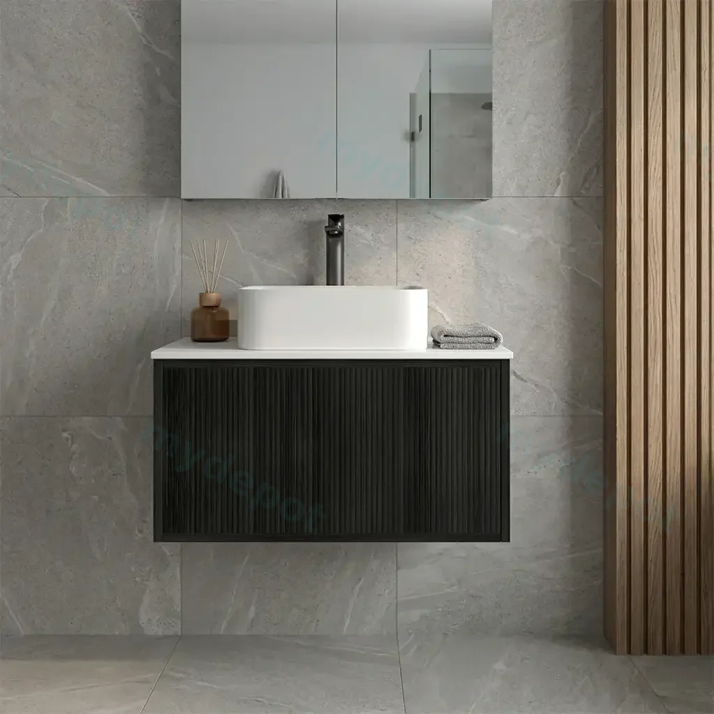 [93325/K739W-BO] Kiama Slim 750mm Bottega Oak One Drawer Narrow Wall Hung Vanity Cabinet Only