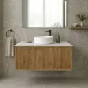 Kiama Slim 900mm Prime Oak One Left Drawer One Right Door Narrow Wall Hung Vanity Cabinet Only