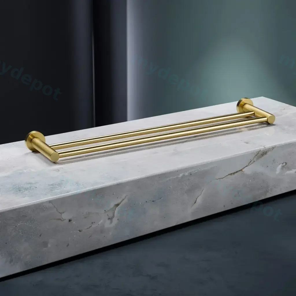 [44714] Linie Double Towel Rail 600mm Brushed Gold