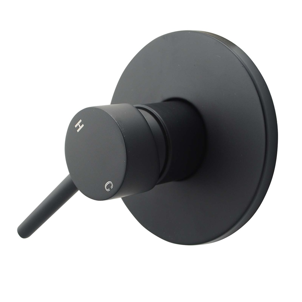 Lucid Pin Round Black Shower/Bath Wall Mixer