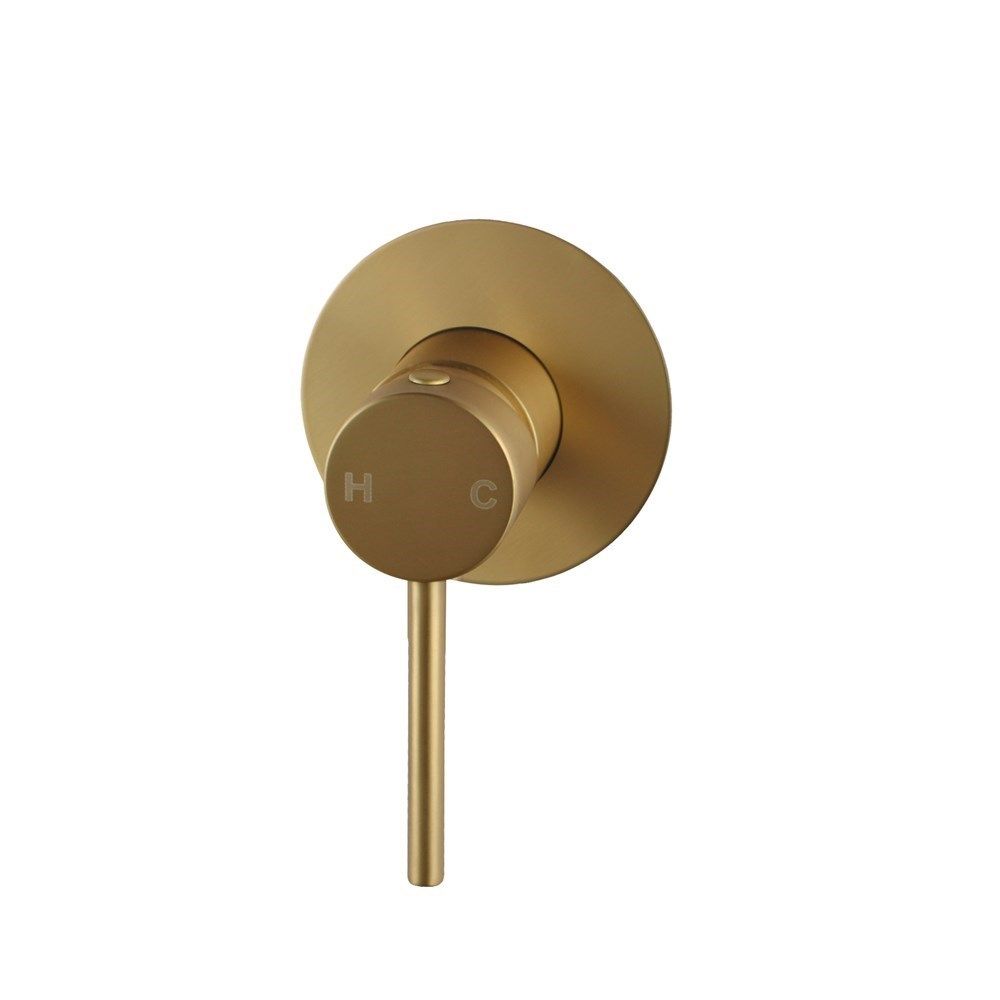 Lucid Pin Round Brushed Gold Shower/Bath Wall Mixer(80mm Cover Plate)
