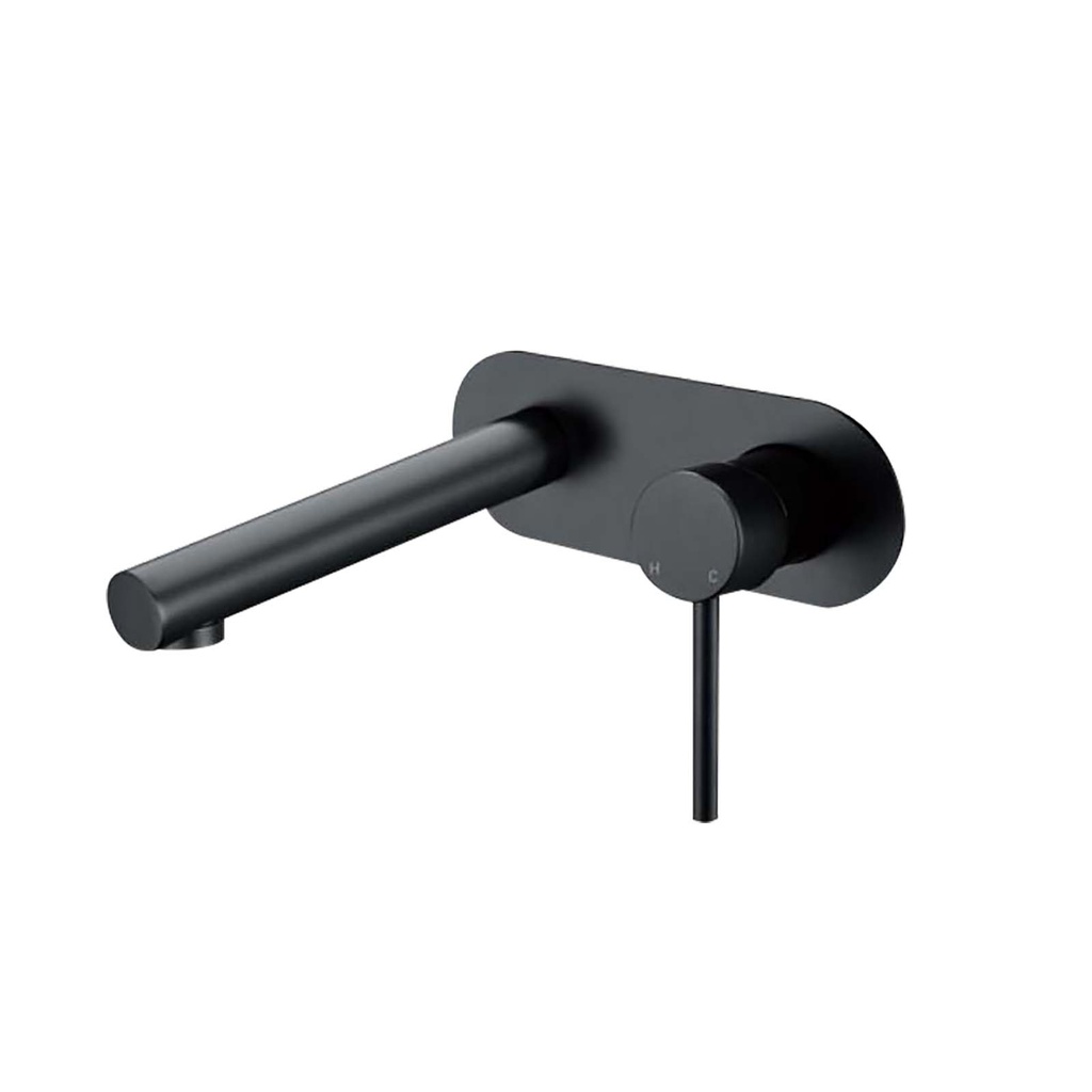 Lucid Pin Round Matte Black Bathtub/Basin Wall Mixer With Spout