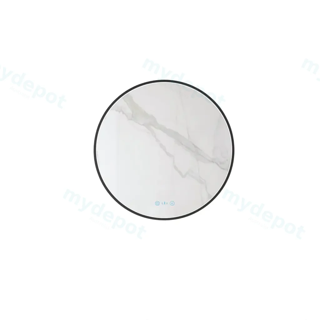 Maia Series 600x600x45mm Matt Black Round LED Mmirror