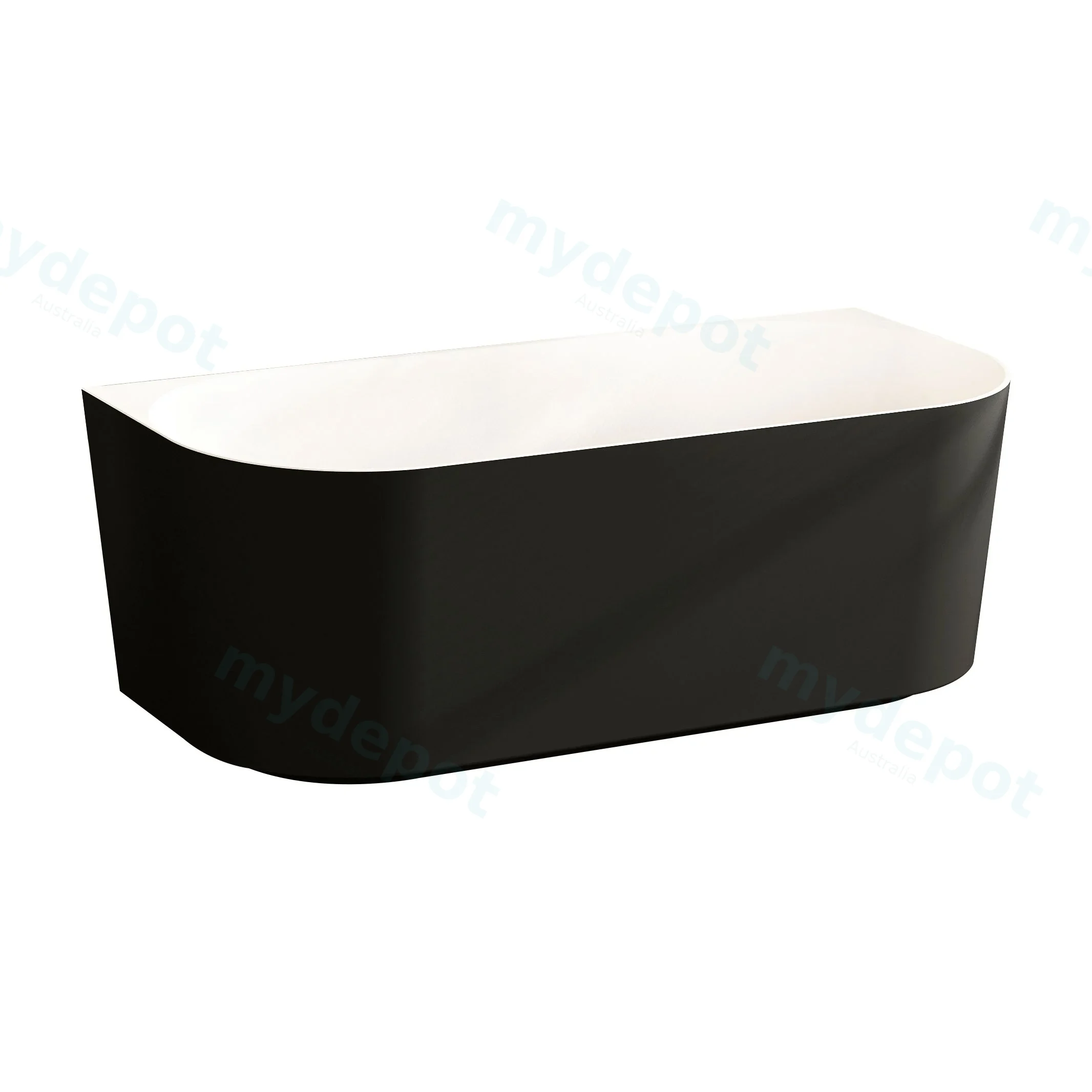 [50787] Musen Gloss Black & White Back-To-Wall Round Bathtub (1500*750*580mm) Thin Edge Wthout Overflow