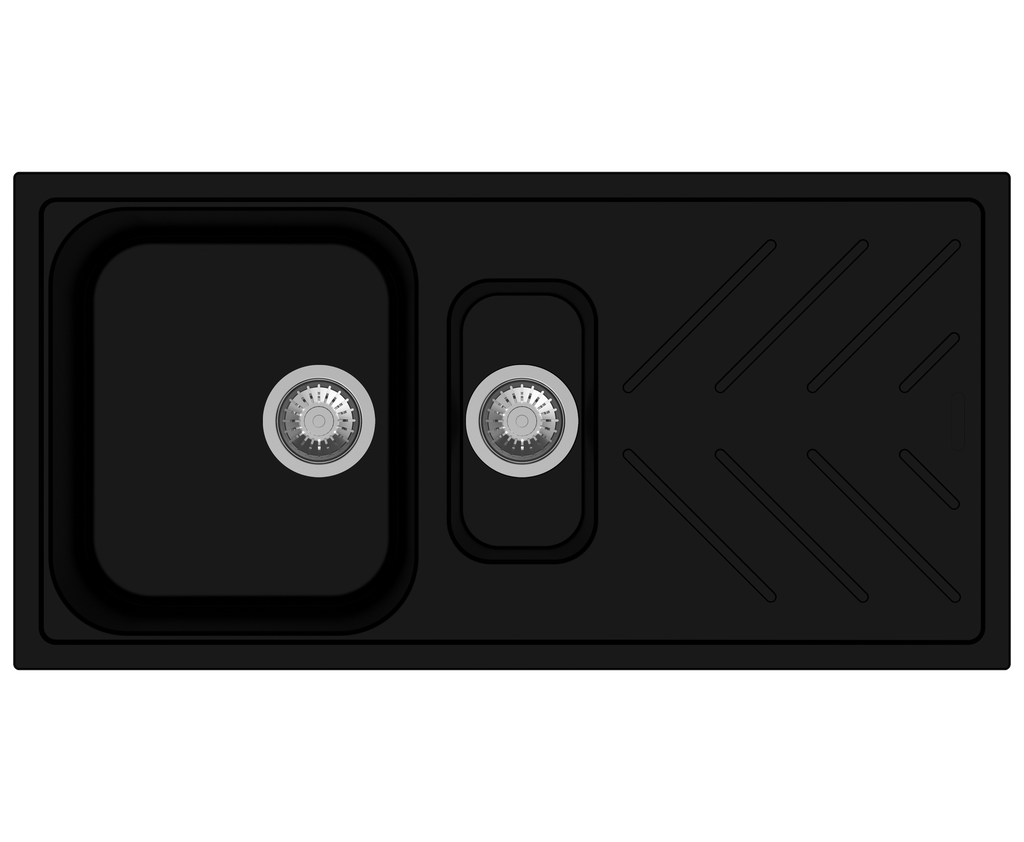 New Beethoven D150 Nera Black 1 and 1/4 Bowl Granite Kitchen Sink 1000*500mm