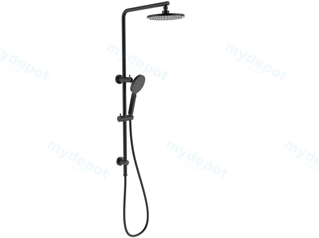 [44687] New Cora II Round Brass Multifunction Shower Set Matt Black,200mm Plastic Shower Head
