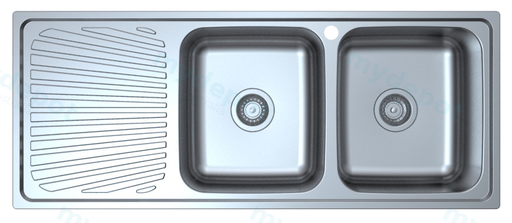 [43123] Otus Double Bowl & Single Drainer Sink Abovemount One Tap Hole Right Hand Bowl 1180 x 480 x178mm(304 Stainless Steel)