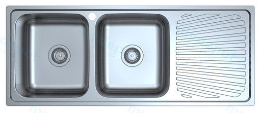 [43122] Otus Double Bowl & Single Drainer Sink Abovemount One Tap Hole Left Hand Bowl 1180 x 480 x178mm(304 Stainless Steel)