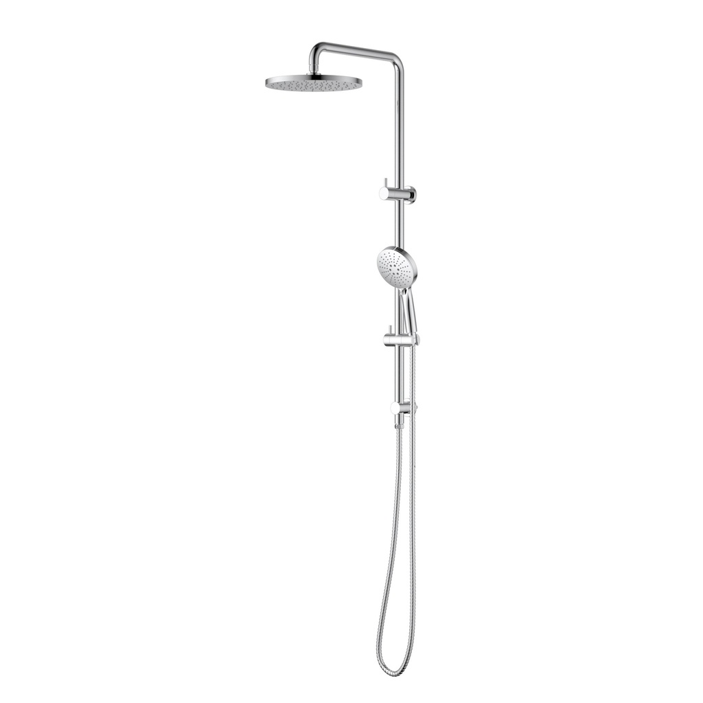 Otus Round Multi-Function Shower Set Chrome,304SS Stainless Steel Rail, 250mm ABS Shower Head,1.5m PVC Hose