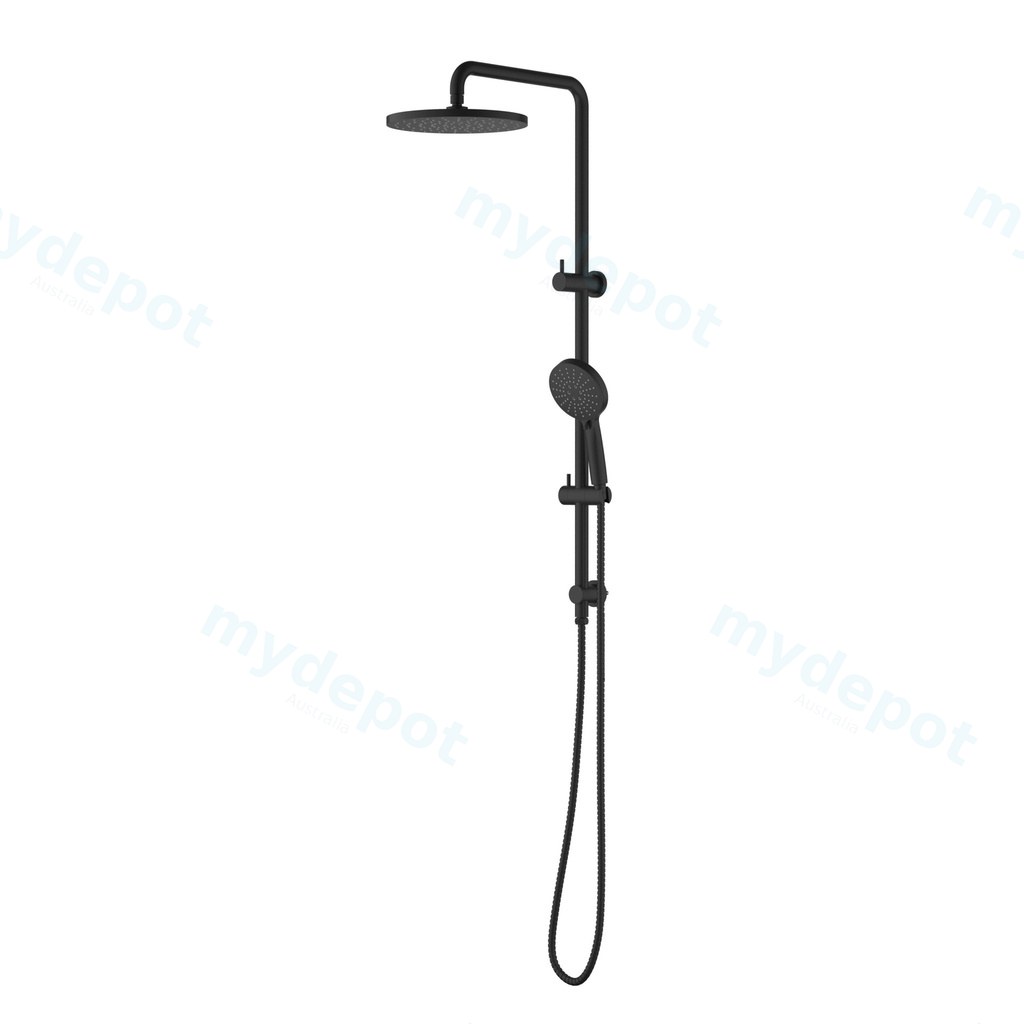 [44690] Otus Round Multi-Function Shower Set Matt Black,304SS Stainless Steel Rail, 250mm ABS Shower Head,1.5m PVC Hose