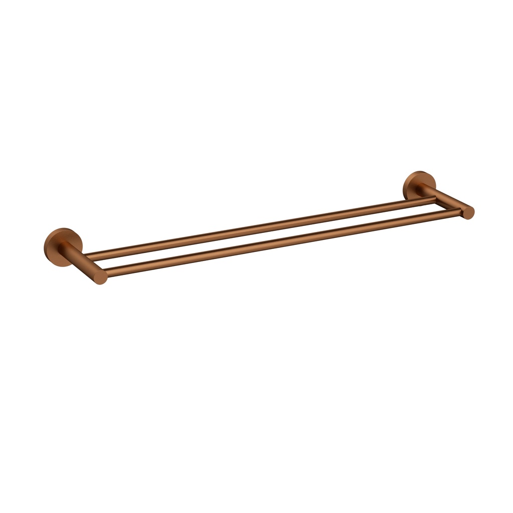 [44741] Otus Slimline Double Towel Rail 600mm Brushed Copper