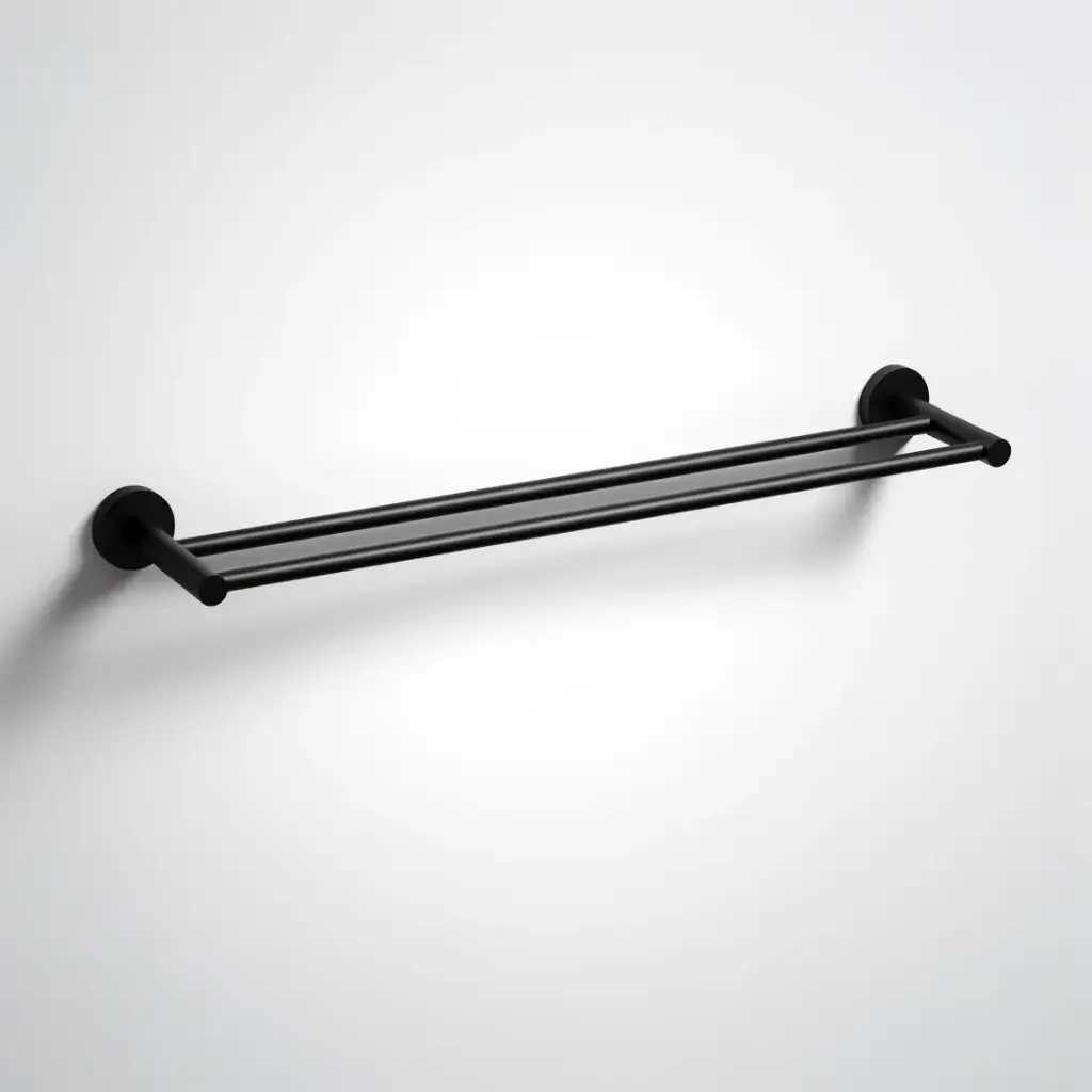 Otus Slimline Double Towel Rail 600mm Matt Black