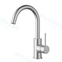 [44474] Otus Slimline SS Gooseneck Basin Mixer Brushed Stainless Steel