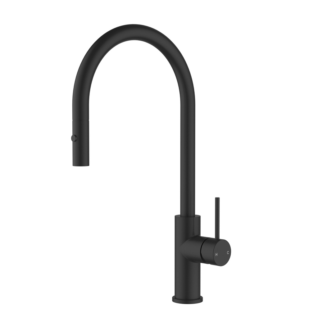 [44909] Otus Slimline SS Gooseneck Pull-Out Sink Mixer Matt Black