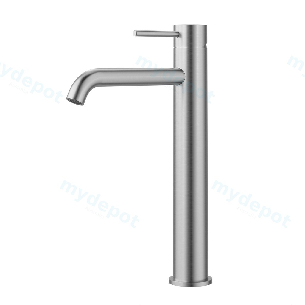 [44328] Otus Slimline SS Highrise Basin Mixer Curved Spout Brushed Stainless Steel