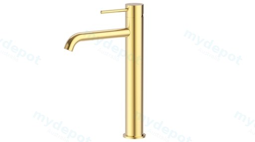 [44329] Otus Slimline SS Highrise Basin Mixer Curved Spout in Brushed Gold