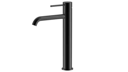 Otus Slimline SS Highrise Basin Mixer Curved Spout in Matt Black