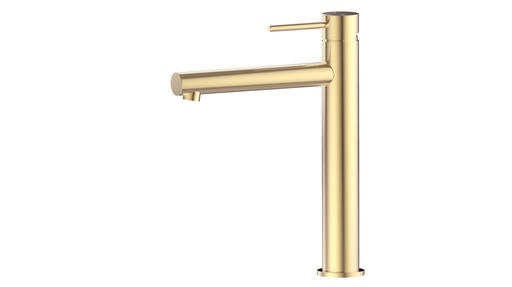 Otus Slimline SS Highrise Basin Mixer in Brushed Gold