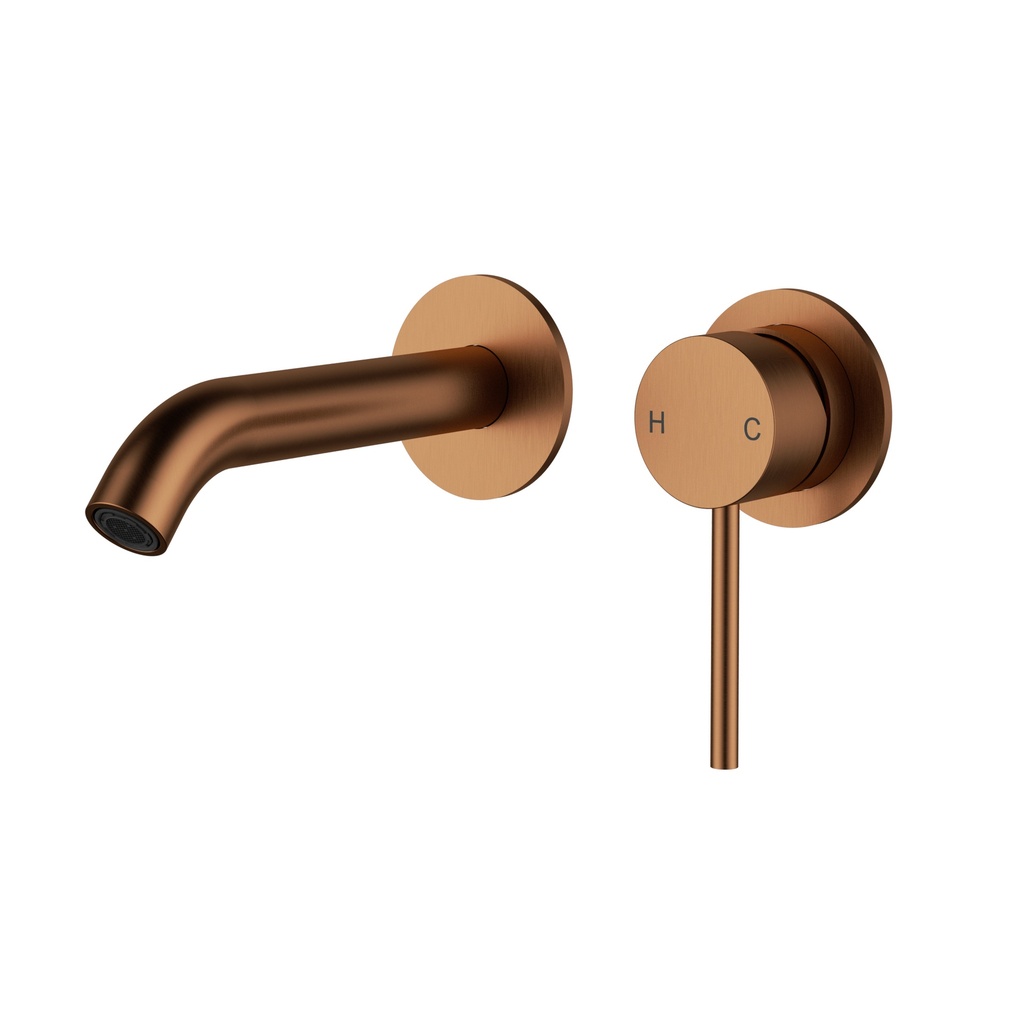 Otus Slimline SS Wall Basin Mixer Separate Back Plate Trim Kits Brushed Copper