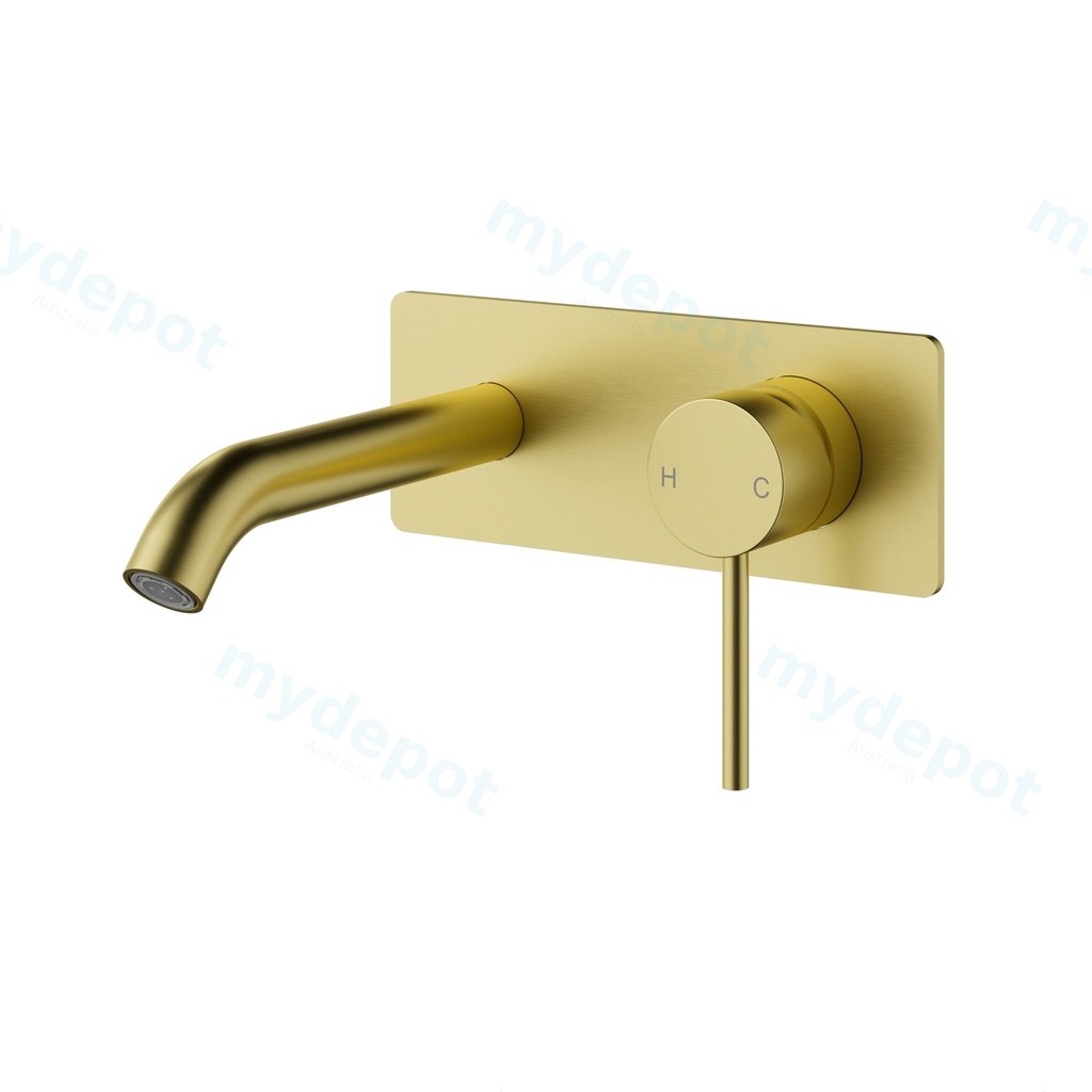 [44938] Otus Slimline Wall Basin Mixer Trim Kit 220mm Spout Brushed Gold