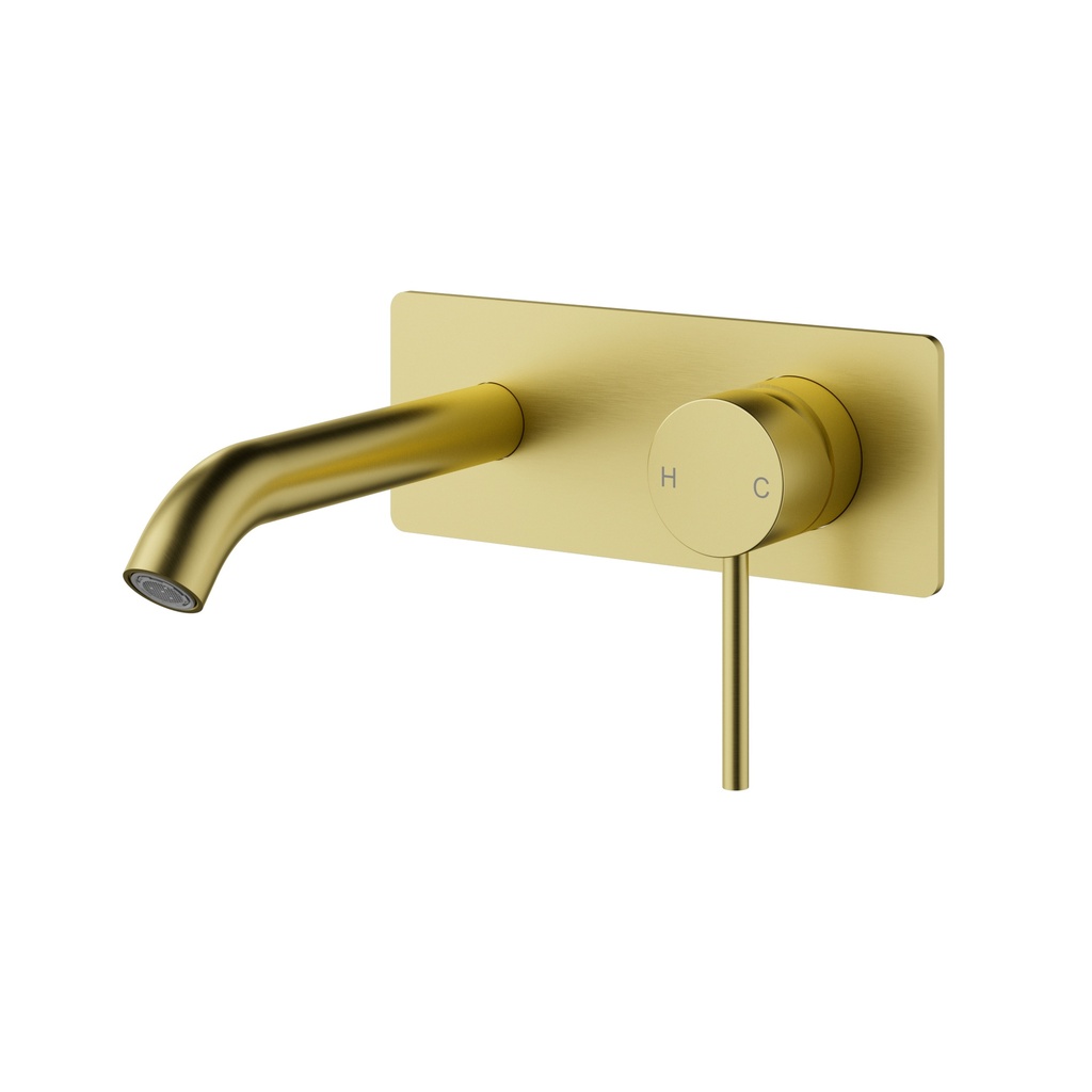 Otus Slimline Wall Basin Mixer Trim Kit 220mm Spout Brushed Gold