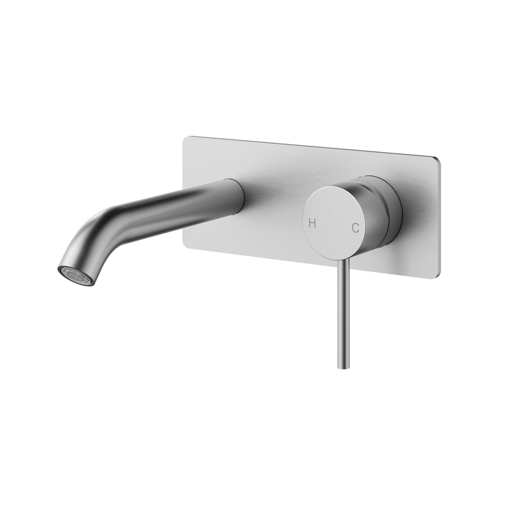 [44935] Otus Slimline Wall Basin Mixer Trim Kit 220mm Spout Brushed Stainless Steel