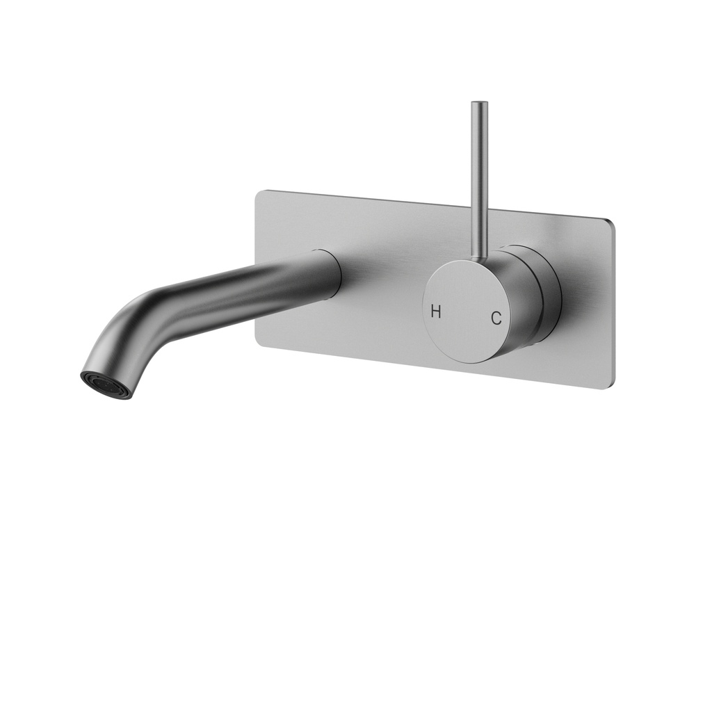 Otus Slimline Wall Basin Mixer Trim Kit Lever Up Brushed Stainless Steel