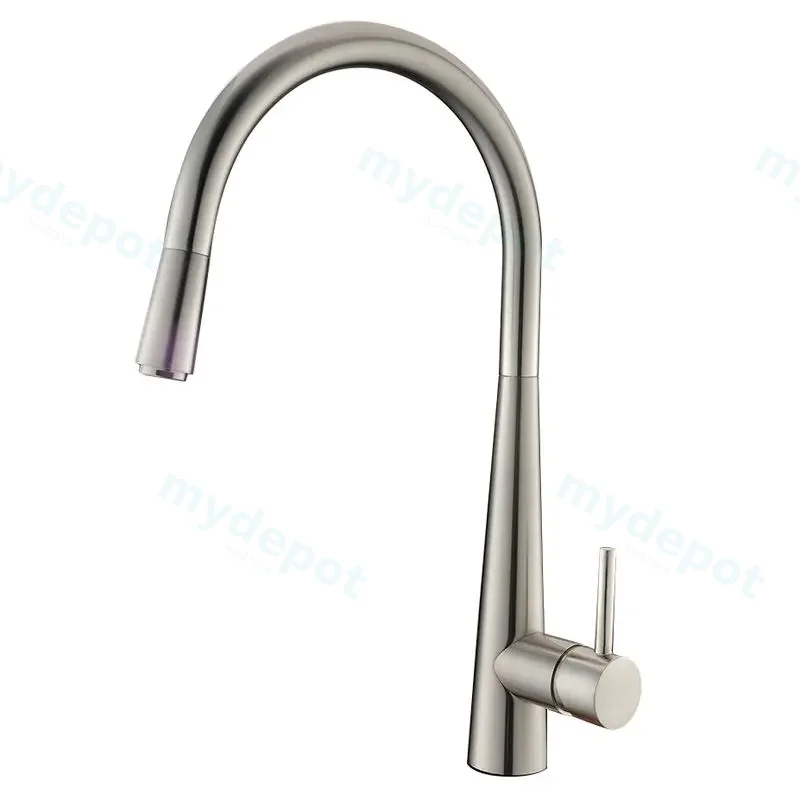 [40810] Pentro Brushed Nickel Round Pull Out Kitchen Mixer