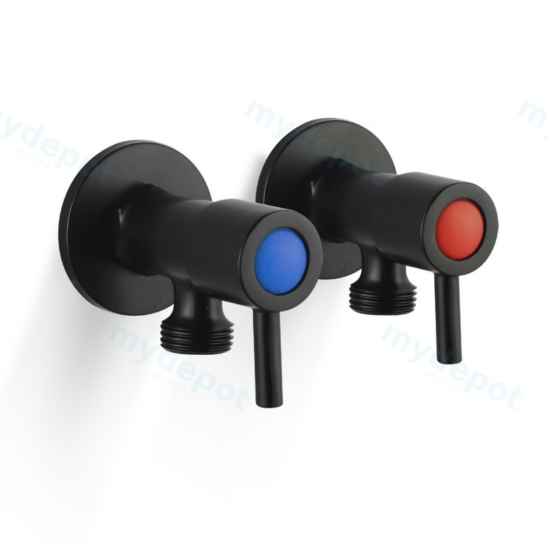 [40758] Pentro Matte Black G 3/4" Washing Machine Taps SET