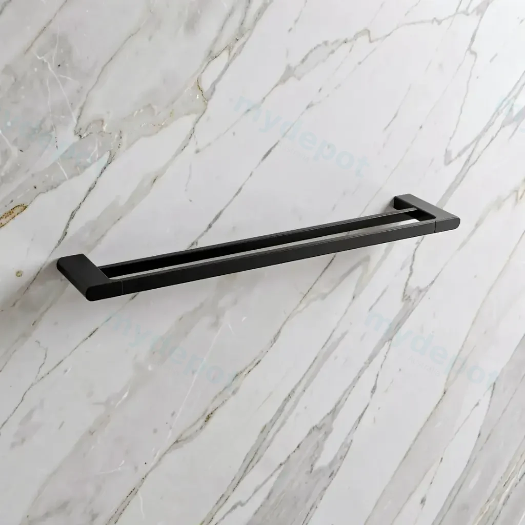 [41073] Persano Matte Black Zinc Alloy 600mm Double Towel Rail