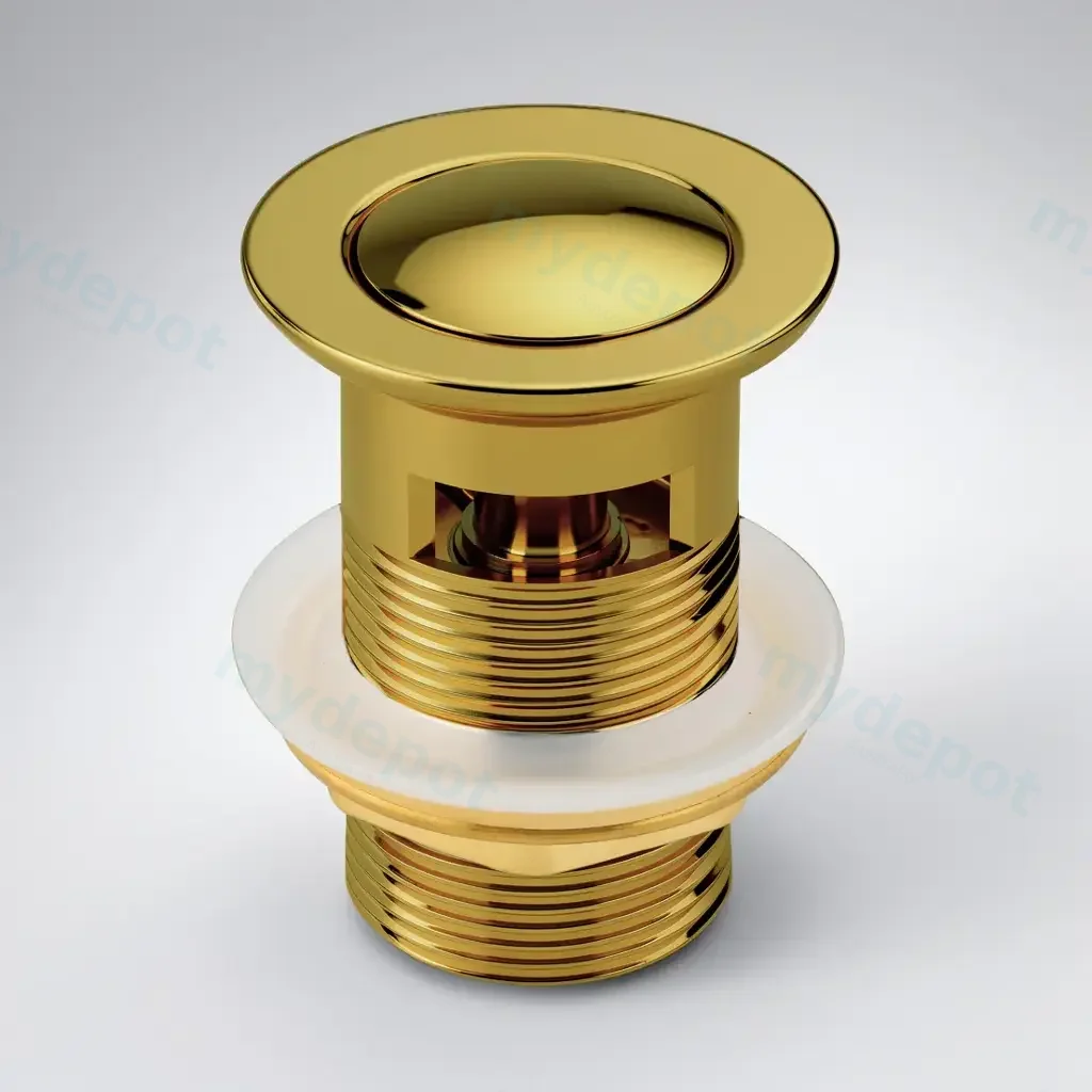 [70063/PW32PB] Polished Brass Gold Solid Brass 32mm Pop Up Waste With Overflow