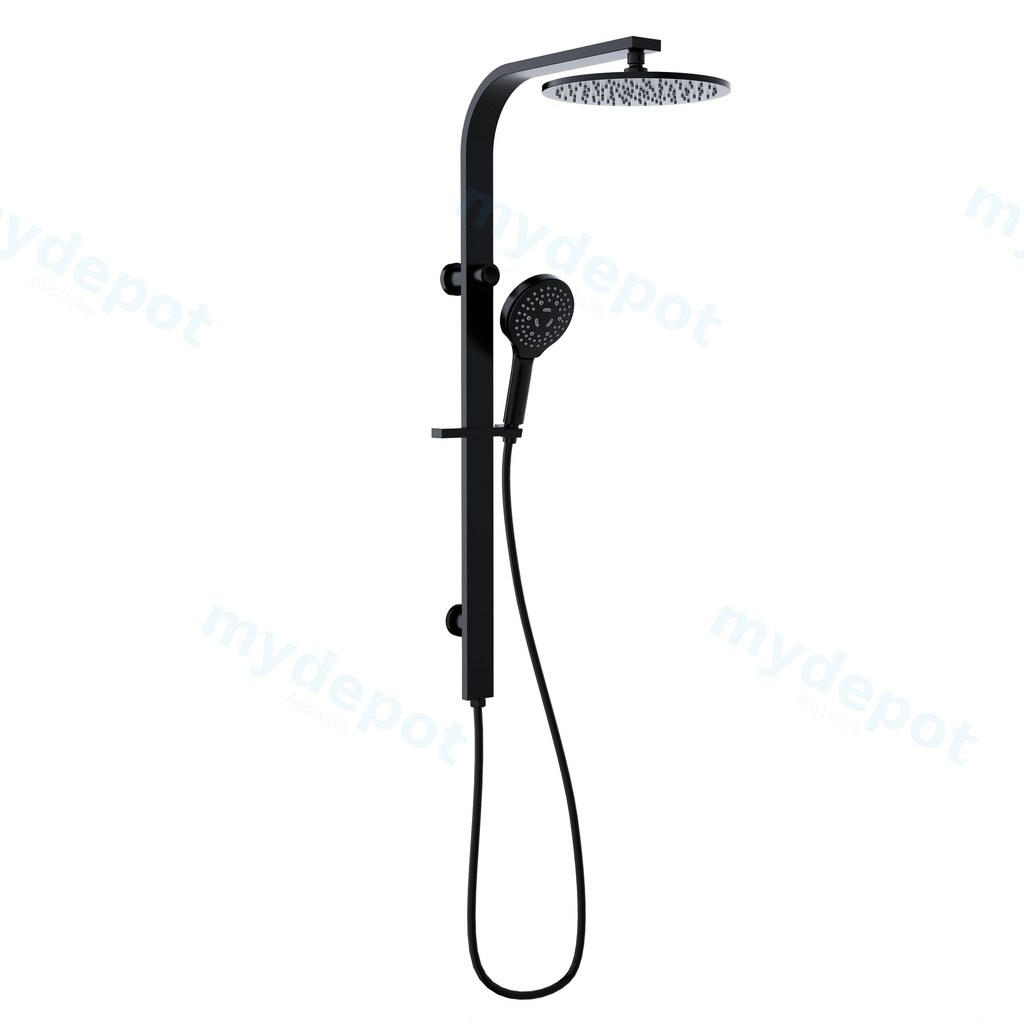[43865] Regal Round MultiFunction Shower Set Matt Black,250mm Plastic Shower Head